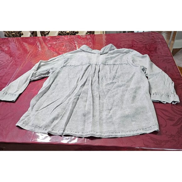 Jane & Delancey Vintage-Style Light Gray Washed Denim-Look Tunic Sz 1X Lagenlook - Picture 4 of 9